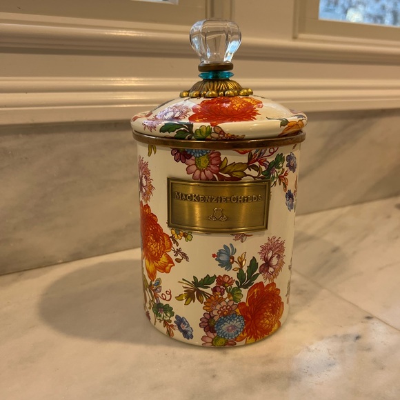 MacKenzie-Childs Floral Canister with Glass Knobs 9” x 5” - Picture 4 of 11